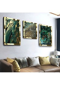 Resim Yeşil Renkli Bitkiler Gold Pleksili Mdf Tablo 