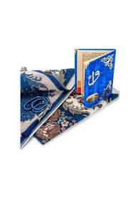 Resim Kadife Keseli Lüks Seccade Seti - Lacivert Renk 