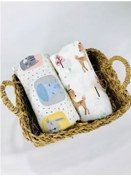 Resim Çok Amaçlı Hayvan Desen Müslin Bezi Örtü Battaniye 110 X 110 Cm 2 Adet Çok Renkli 