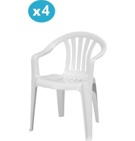 Resim Omnipazar Mt-gf101 Carrera Plastik Bahçe Balkon Koltuk Sandalye 4'lü Set Beyaz 