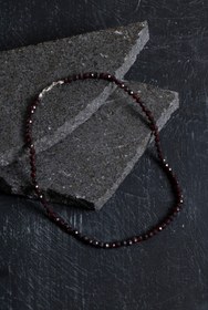 Resim Lal Garnet Fasetli Doğal Taş Kolye - 45 cm 