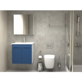 Resim Noce Banyo Dolabı Aynalı Membran Kapaklı 65 Cm Mavi 