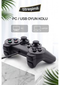 Resim Pc Ve Laptoplarla Uyumlu Çift Motorlu Dual Schock Titreşimli Oyun Kolu I Usb Kablolu 