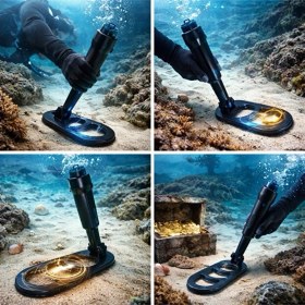 Resim generic sualtı metal dedektörü hassas arama 60 metreye kadar su geçirmez scuba dedektör 