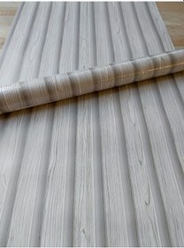 Resim Açıl Gri Üzerine Budaklı Beyaz Çıta Desenli 3d Duvar Kağıdı 5 M² 