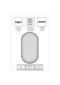 Resim West Home Makinede Yıkanabilir Kaymaz Taban Leke Tutmaz Gri Oval Mutfak Halısı Salon Halısı Ve Yolluk 600 Grey 