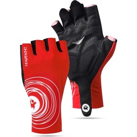 Resim Liangduo Shop 158-KIRMIZI Tarzı L Boyutu Bisiklet Yarım Parmak Eldiven Erkek Kaymaz Bisiklet Eldiveni Yaz Nefes Buz Ipek Serin Mtb Yol Bisikleti Spor Kısa Eldiven (Yurt Dışından) 