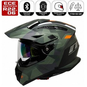 Resim Motosiklet Cross Kask Güneş Vizörlü Enduro Full Face Touring Motorcu Kaskı Solda Çok Renkli 