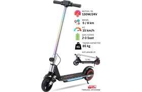 Resim Elektrikli Çocuk Scooter - Çift Frenli Katlanabilir - LED Işıklı - Ön Çift Süspansiyonlu 8+ 