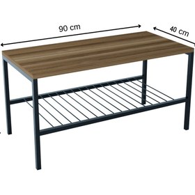 Resim steel desing Metal Ayaklı Dikdörtgen Orta Sehpa 90x40 cm | Alt Raflı Modern Ofis ,Salon & Oturma Odası Sehpası 