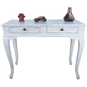 Resim Masifart Latus 120 Cm Beyaz Eskitme Dresuar Makyaj Masası Patine Beyaz 