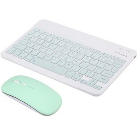 Resim 10 İnç Bluetooth Klavye Ve Fare Seti, 78 Tuş Şarj Edilebilir Mini Klavye, 3 Dpı Ayarlı Fare, Çoklu Sistem Uyumlu, Yeşil Diğer Diğer 
