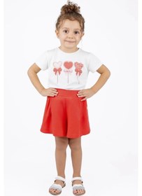 Resim best kids Kız Çocuk Nar Çiçeği Düğme Detay Şort 12179 - CORAL / 4 yaş 