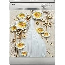 Resim Belirtilmemiş Bulaşık Makinesi Sticker Kaplama Beyaz Eşya Kaplama Altın Çiçekler Vazo 