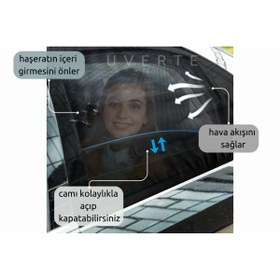 Resim UVERTE Oto Güneşlik Uyumlu Perde Araç Yan Cam Güneşlik Araba Güneş Perdesi Bebek Emzirme Perdesi ( 2 Adet ) 