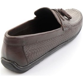 Resim Kahve Baskılı Hakiki Deri Erkek Loafer Ayakkabı E01697032503 Kahve 