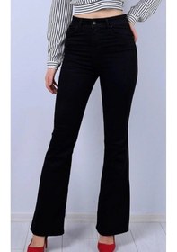 Resim Lavajeans Golden Black Yüksek Bel Likralı Simsiyah Ispanyol Jeans Pantolon Siyah 