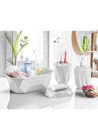Resim Beyaz Prizma 4'Lü Banyo Seti Beyaz 