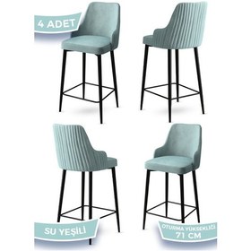 Resim Canisa Enox Serisi,4 Adet Su Yeşili Sandalye Mutfak Bar Sandalyesi, Babyface Kumaş, Siyah Metal Ayak Sandalye Su Yeşili Ayaklar Siyah 