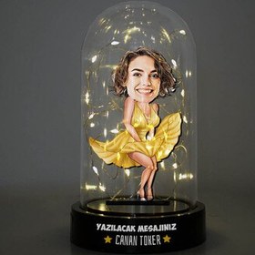 Resim Marilyn Monroe Tasarım Karikatürlü Işıklı Fanus Biblo 