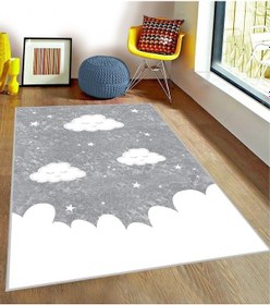 Resim Bebişim Bulutlu Çocuk Odası Halısı Çok Renkli 