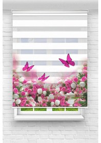 Resim Çocuk Odası Kelebek Ve Çiçek Bahçesi Zebra Perde Yzn-238 Beyaz 