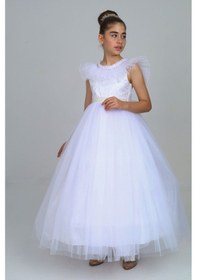 Resim Asortix Kız Çocuk Tarlatanlı Abiye Elbise Beyaz 