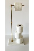 Resim bemdesign Kuvars Mermer Tuvalet Kağıdı Standı Gold (25X15 CM H: 60CM) 