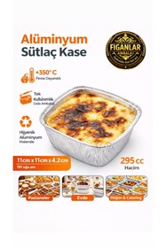 Resim figanlar ambalaj 1000 adet Alüminyum Sütlaç Kasesi 295 cc 11x11x4,2 cm Fırına Dayanıklı Tatlı ve Aşure Kabı 