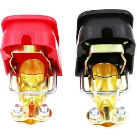 Resim Mufunye Kırmızı-siyah Saf Bakır Araç Aküsü Klipsi - Hızlı Çekme Konnektörü Ve Kablo Terminal Seti 1 Çift 