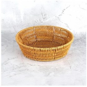 Resim Mien Yuvarlak Rattan Ekmek Sepeti Kahverengi 