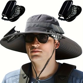 Resim Solar-Powered Fan Sun Hat, Ayarlanabilir Boyun Askısı, Açık Hava Sporları, Balıkçılık ve Plaj Aktiviteleri için Nef Alabilen File - USB Şarj Edilebilir, Naylon Malzeme, Ayarlanabilir Boyun Askısı|Solar-Powered Hat|Nef Alabilen File Ca 