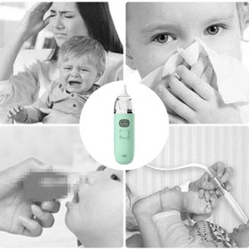 Resim Vkemall Bebek Burun Aspiratörü, 3 Seviye Emme Gücü Ve Led Ekranlı, Yumuşak Müzik İle Rahat Solunum Sağlayıcı, Silikon Uçlar Pembe/yeşil 