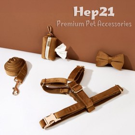 Resim Dog Collar Named Light Brown Velvet Collar 826818 - 4pcs set / S 