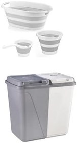 Resim TİCARET 90 Litre İki Bölmeli Kirli Çamaşır Sepeti-3'lü Mülti Katlanır Set 