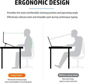 Resim 2 Kademeli Yükseklik Ayarlı Laptop Standı - Gri Renk - Ergonomik Tasarım 
