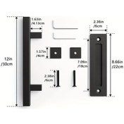 Resim Willowhaven 12 Inç Kare Siyah Ahşap Kapı Kolu Ağır Hizmet Donanım Seti Çift Taraflı 