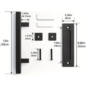 Resim Willowhaven 12 Inç Kare Siyah Ahşap Kapı Kolu Ağır Hizmet Donanım Seti Çift Taraflı 