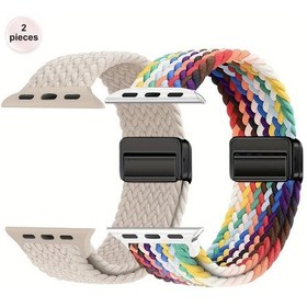 Resim Gaojunshop01 2 Adet Manyetik Kancalı Örgü Kayış İwatch 44mm 45mm 46mm 49mm 42mm Seri Ultra 2 1 10 9 8 7 6 Se 5 4 3 