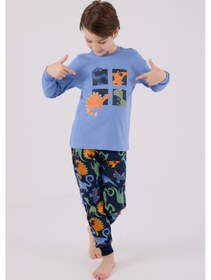 Resim Rolypoly Erkek Çocuk Mavi Pijama Takımı 5274-48637 Mavi 