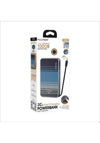 Resim 20w Dahili Type-c Kablolu 10.000 Mah Karbon Kaplı Stil Powerbank siyah 