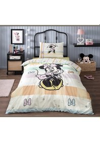 Resim Özdilek Minnie Mouse Happy Tek Kişilik Disney Lisanslı Lastikli Fitted Çarşaf Çocuk Nevresim Takımı Sarı 160 x 220 