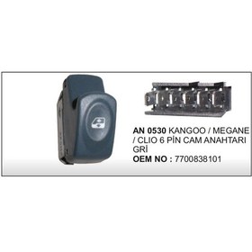 Resim Cam Dugmesi Tekli Clio Kango Megane 6Pin Gri 504628918 - 