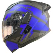 Resim KC - 902 Çene Açılır Kask Güneş Vizörlü Mavi - Gri ( XL ) 