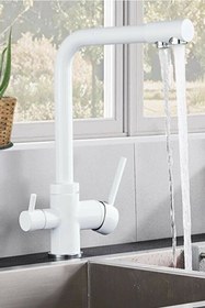 Resim HMS Beyaz Arıtmalı 3 Yollu Mutfak Eviye Bataryası 