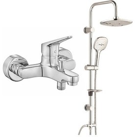 Resim Eca Spylos Banyo Bataryası+T-May Banyo Ayvacık Elips Tepe Duş Tak Krom 