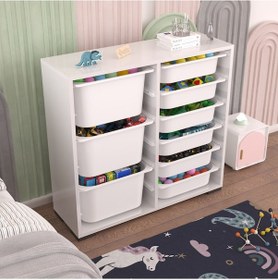 Resim Carla 3+6 Beyaz Çok Amaçlı Dolap Oyuncak Dolabı Beyaz 