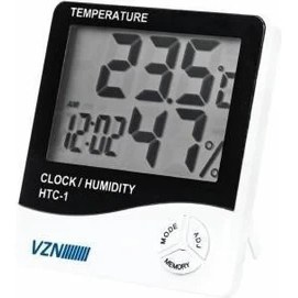 Resim Vzn Dijital Termometre Saat ve Nem Ölçer Htc-1 