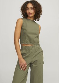 Resim Jack & Jones Kadin Büzgülü Sirt Cut Out Detayli Bluz - Kaia 12253384 Aloe Yeşil 