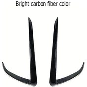 Resim Topnotch 2 Adet Otomobil Ön Hava Çıkış Splitter Ve Ön Tampon Rüzgar Bıçağı Tesla Model Y Karbon Fiber Desen 